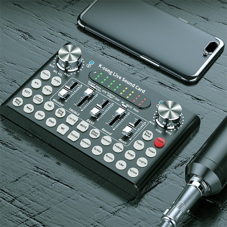 F007 Bluetooth Mobile Phone Live Singing Sound Card Set, Specifications: Sound Card + E300 Microphone + Earphone