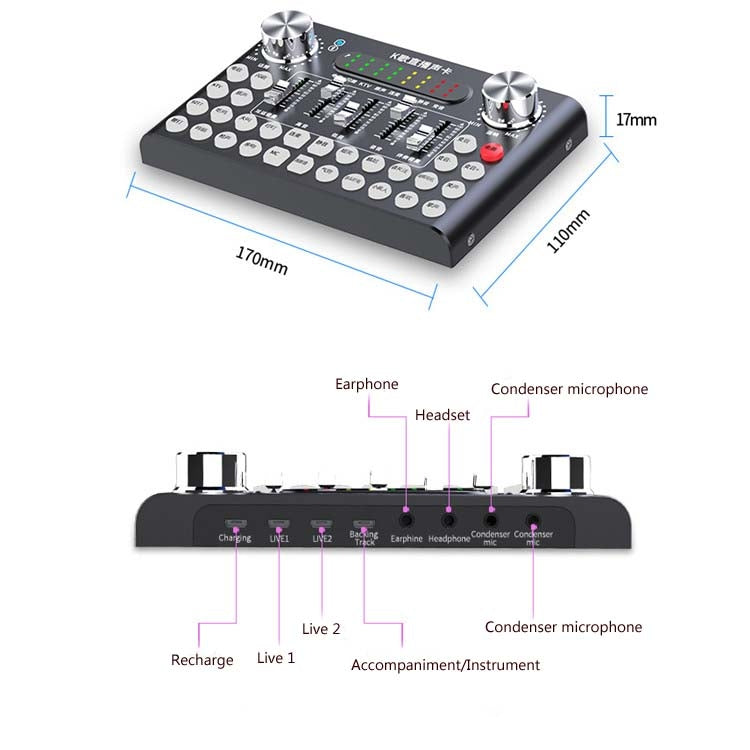 F007 Bluetooth Mobile Phone Live Singing Sound Card Set, Specifications: Sound Card + E300 Microphone + Earphone