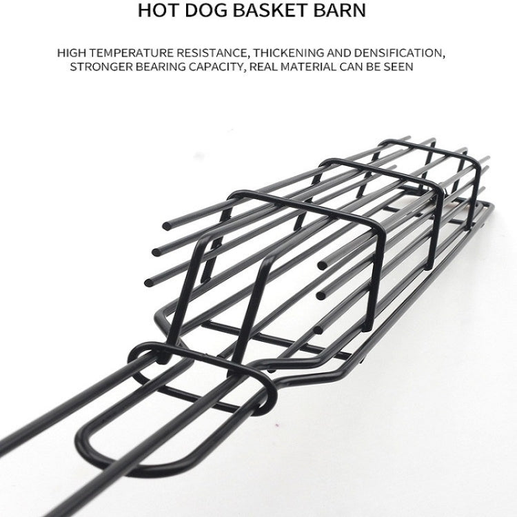 2 PCS Hot Dog Barbecue Cage Sausage Barbecue Clip Barbecue Clip Mesh Wooden Handle Barbecue Mesh Rack, Color:Red
