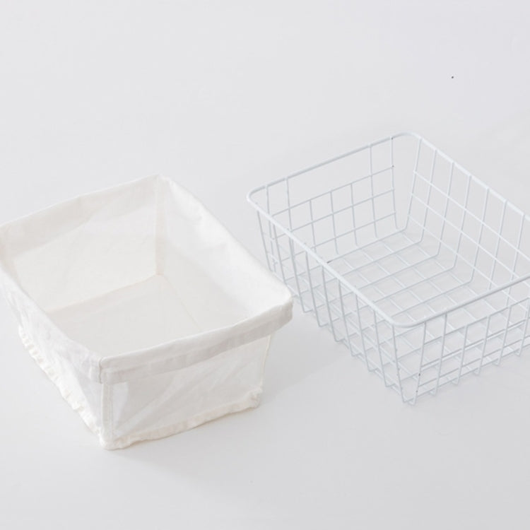 Wrought Iron Tabletop Snack Storage Box Sundries With Cloth Storage Basket