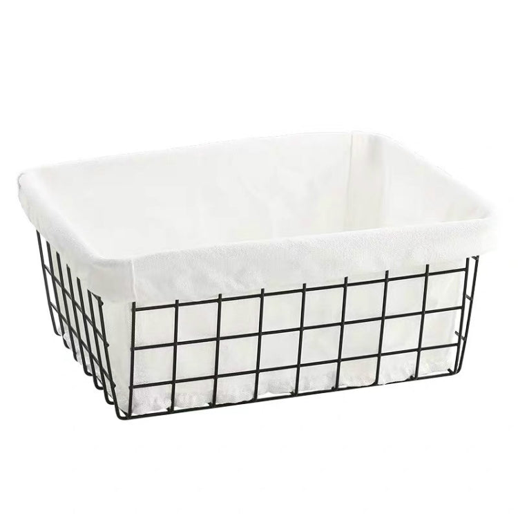 Wrought Iron Tabletop Snack Storage Box Sundries With Cloth Storage Basket