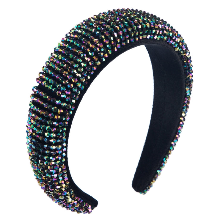 Gold Velvet Ladies Luxury Headband Handmade Beaded Sponge Widen Brim Headband