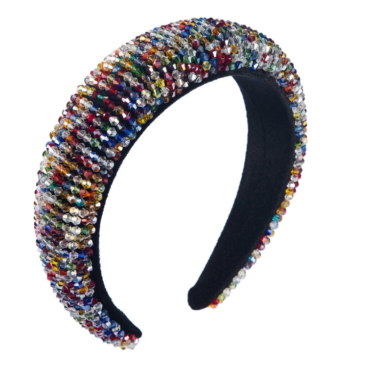 Gold Velvet Ladies Luxury Headband Handmade Beaded Sponge Widen Brim Headband