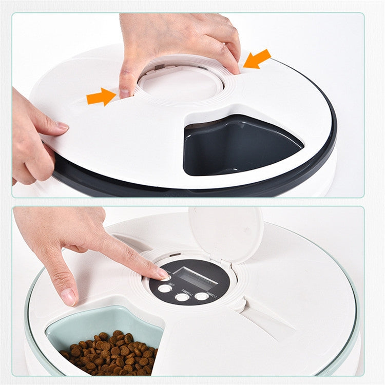 Pet Bowl Six-hole Intelligent Timing Feeder Timing Quantitative Automatic Feeder