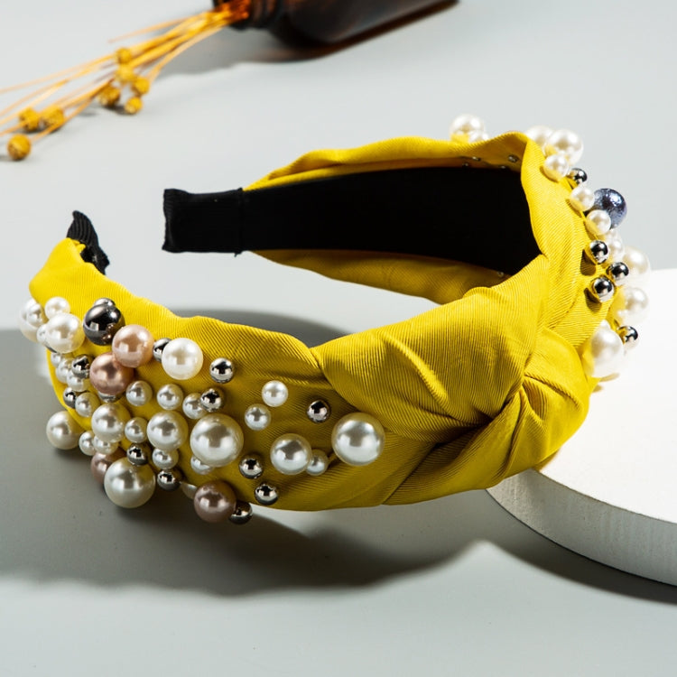 2 PCS Wide-sided Nails With Pearls And Knotted Mori Hair Band Washing-face Headband Sweet Hair Accessoris