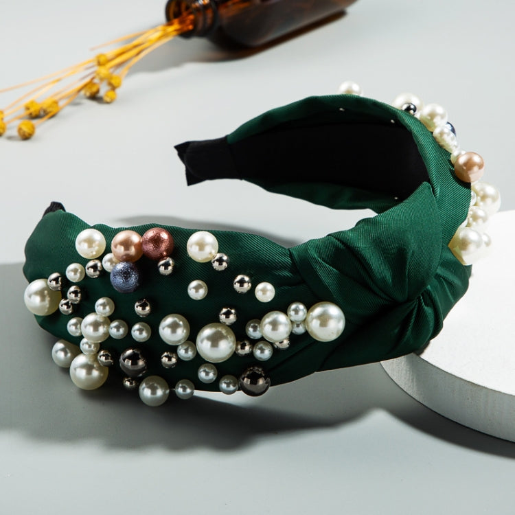2 PCS Wide-sided Nails With Pearls And Knotted Mori Hair Band Washing-face Headband Sweet Hair Accessoris