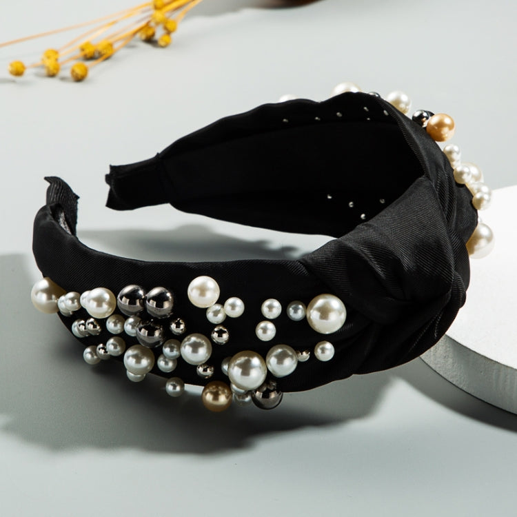2 PCS Wide-sided Nails With Pearls And Knotted Mori Hair Band Washing-face Headband Sweet Hair Accessoris