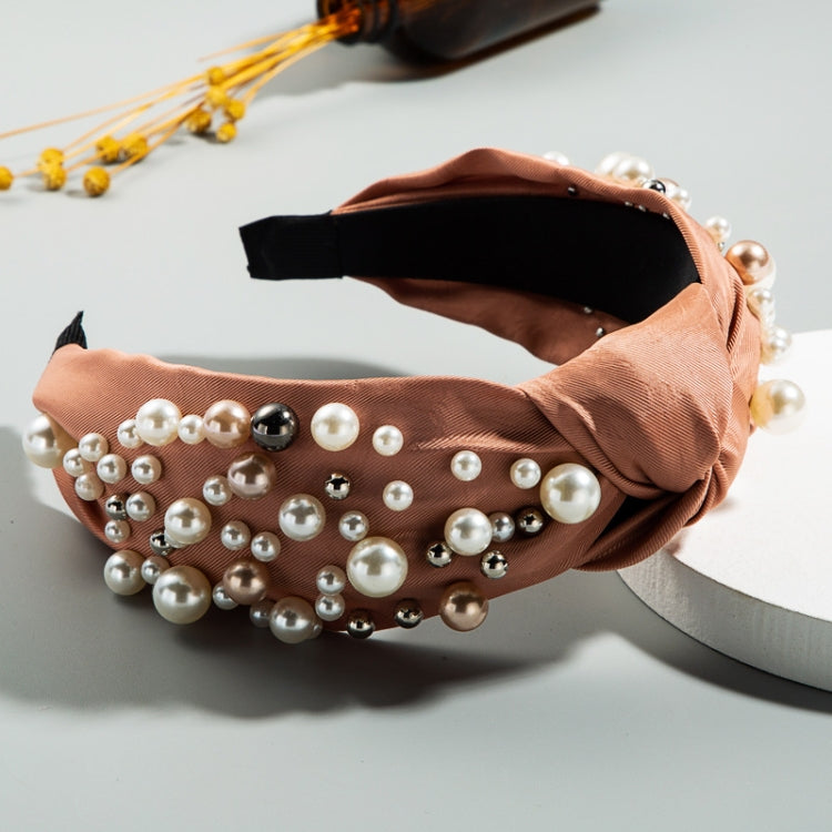2 PCS Wide-sided Nails With Pearls And Knotted Mori Hair Band Washing-face Headband Sweet Hair Accessoris