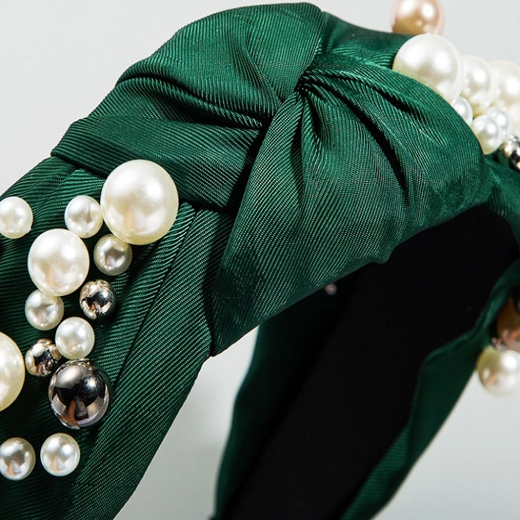 2 PCS Wide-sided Nails With Pearls And Knotted Mori Hair Band Washing-face Headband Sweet Hair Accessoris