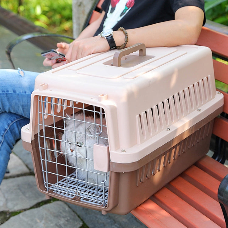 Pet Supplies Flight Case for Cats and Dogs, Size:48x32x30cm(Beige + Coffee)
