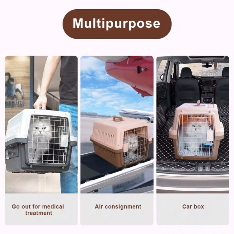 Pet Supplies Flight Case for Cats and Dogs, Size:58x37x37cm(Beige + Coffee)