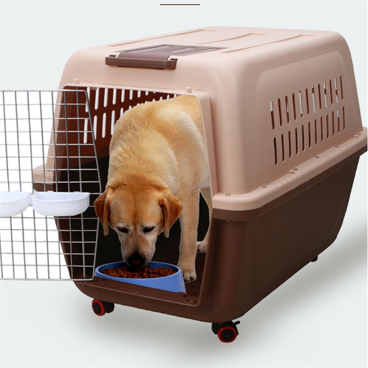 Pet Supplies Flight Case for Cats and Dogs, Size:91x64x75cm(Beige + Coffee)