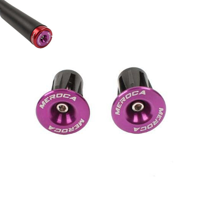 1pair MEROCA Mountain Bike Expansion Lock Bar Plug Road Bike Bicycle Bar Plug End Cover, Color: Purple