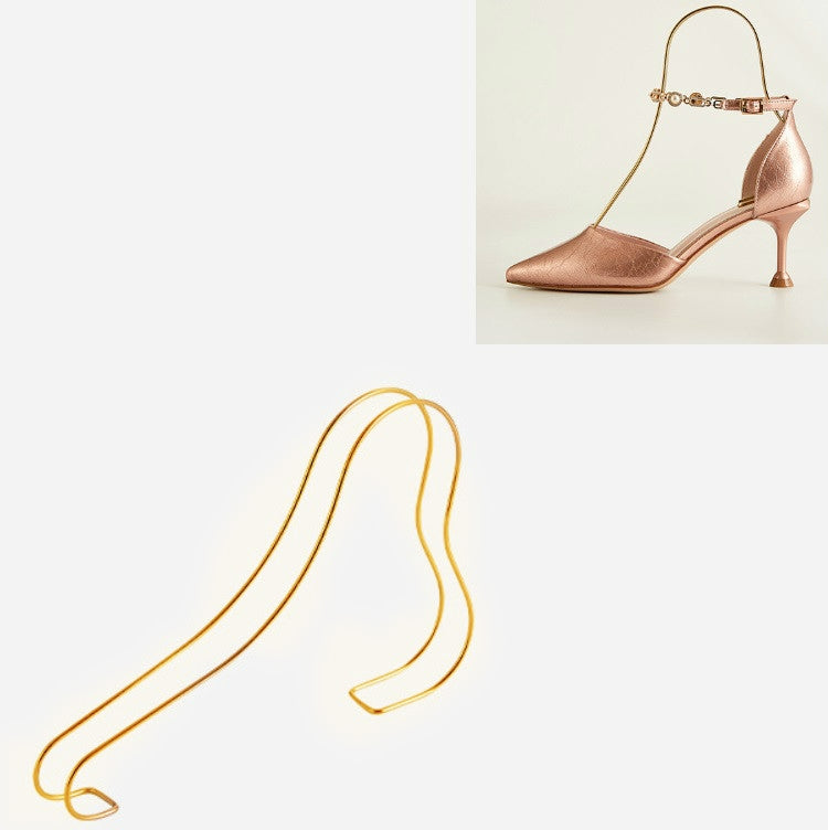 3 PCS Stainless Steel High Heels Display Stand Metal Elastic Shoe Support Shoe Support Bracket, Colour: Titanium