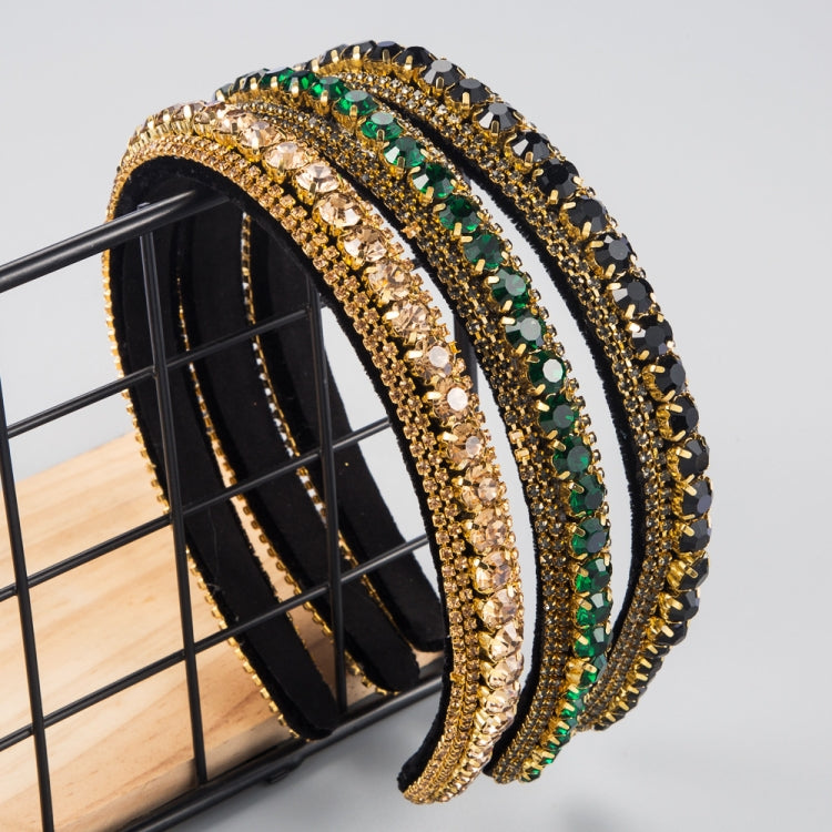 Multi-layer Glass Rhinestones Headband Full Rhinestones Gold Velvet Hairband