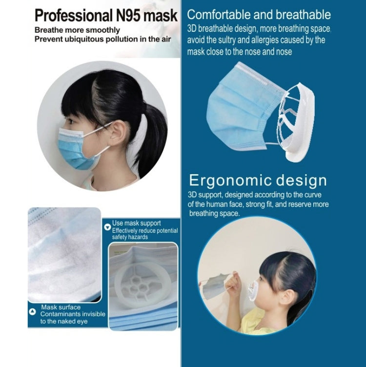 30 PCS Children Masks Anti-stuffy Breathable Inner Support Masks Replaceable & Washable Support Frame