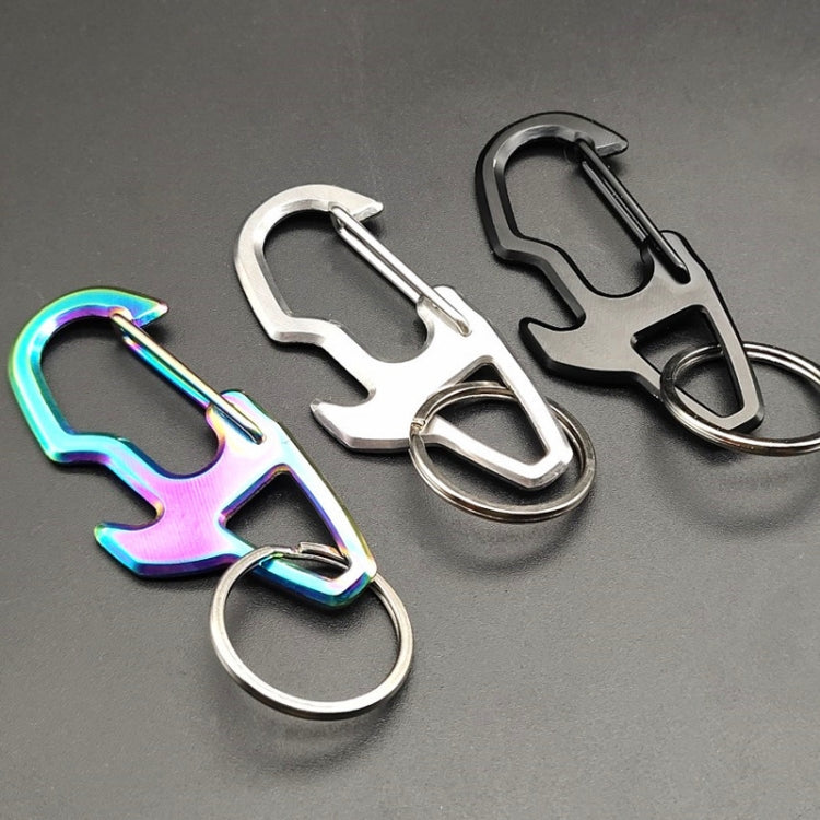 2 PCS Hanging Buckle Multi-function Carabiner Stainless Steel Guick-hanging Protective Door Keychain Press Elevator Tool
