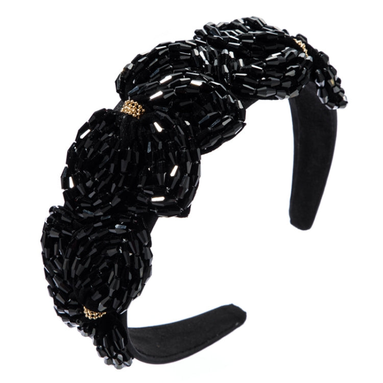 Ladies Handmade Crystal Flower-shaped Super Flashing Wide-brimmed Headband Hipster Hair Press