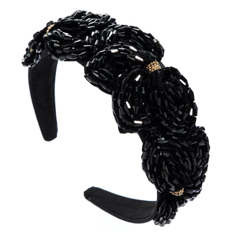 Ladies Handmade Crystal Flower-shaped Super Flashing Wide-brimmed Headband Hipster Hair Press