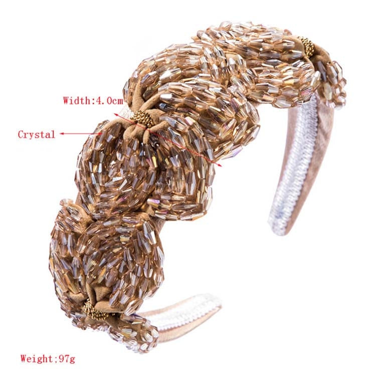 Ladies Handmade Crystal Flower-shaped Super Flashing Wide-brimmed Headband Hipster Hair Press