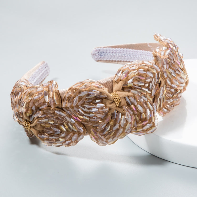 Ladies Handmade Crystal Flower-shaped Super Flashing Wide-brimmed Headband Hipster Hair Press