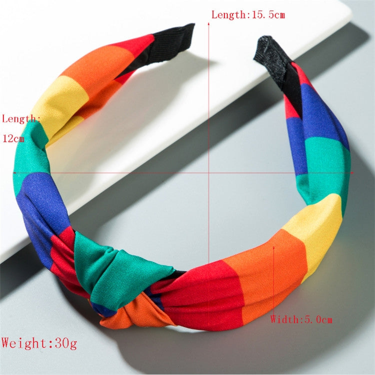 3 PCS Fabric Color Broad-sided Headband Striped Headband(Color Mixing)