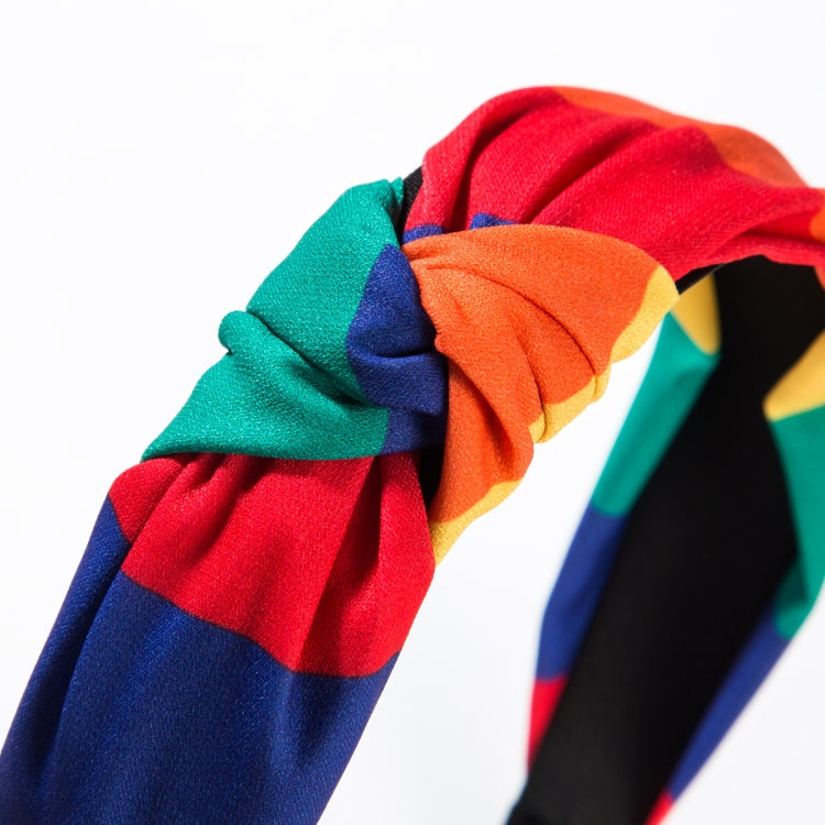 3 PCS Fabric Color Broad-sided Headband Striped Headband(Color Mixing)