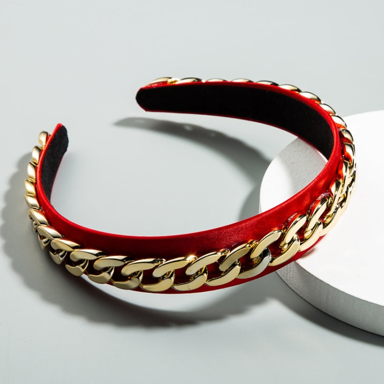 2 PCS Decorative Wide-brimmed Headband With Fabric Chain