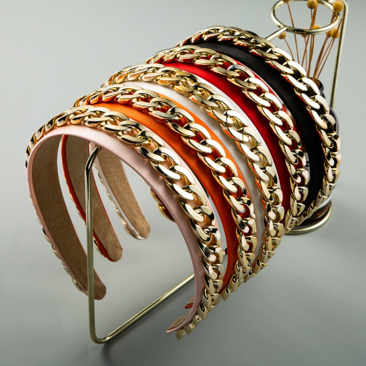 2 PCS Decorative Wide-brimmed Headband With Fabric Chain