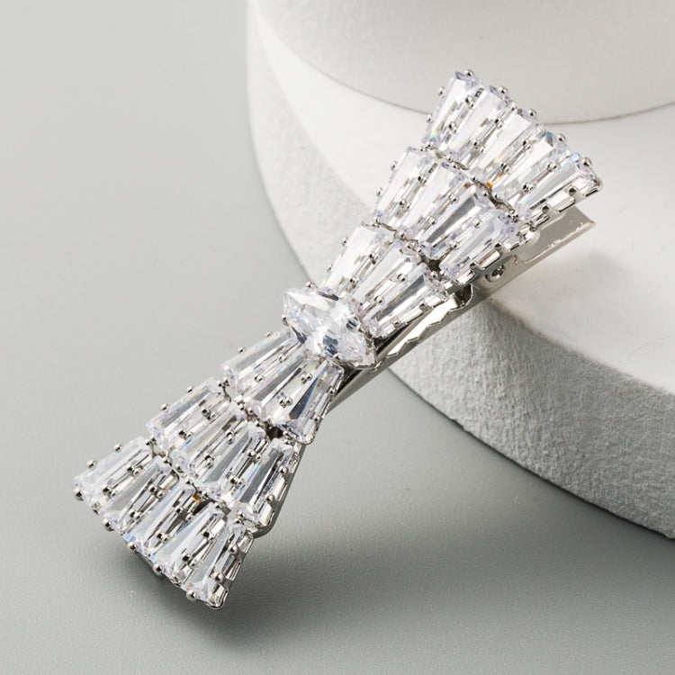 2 PCS Bow Element Hairpin Duckbill Clip Alloy Inlaid Rhinestone Hair Clip