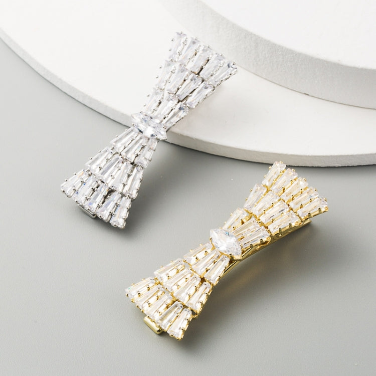 2 PCS Bow Element Hairpin Duckbill Clip Alloy Inlaid Rhinestone Hair Clip