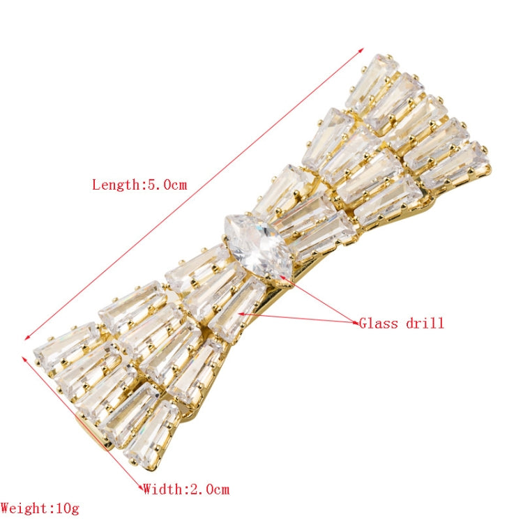 2 PCS Bow Element Hairpin Duckbill Clip Alloy Inlaid Rhinestone Hair Clip