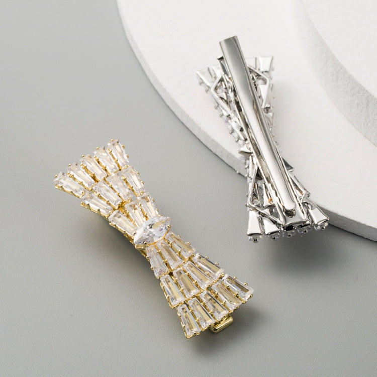 2 PCS Bow Element Hairpin Duckbill Clip Alloy Inlaid Rhinestone Hair Clip