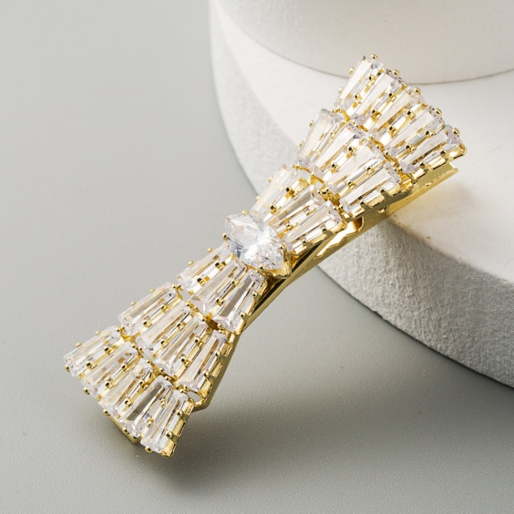 2 PCS Bow Element Hairpin Duckbill Clip Alloy Inlaid Rhinestone Hair Clip