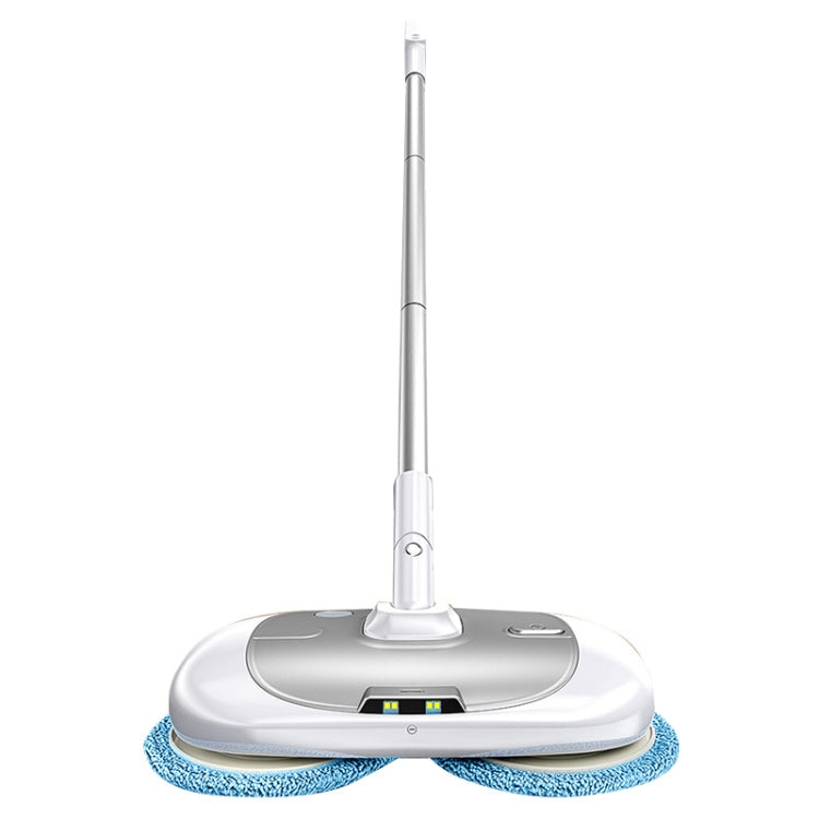 Cordless Electric Rotary Mop Floor Scrubber Household Handheld Water Spray Cleaning Multifunctional Mop CN Plug(White)