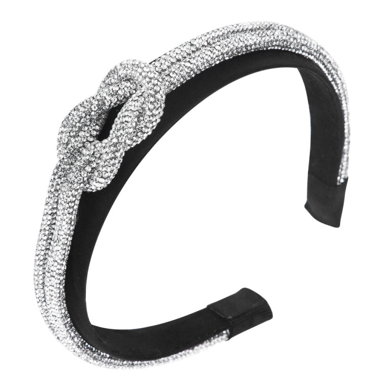 Spring And Summer Womens Headband With Color Rhinestone Knotted Catwalk Wide-brimmed Headband