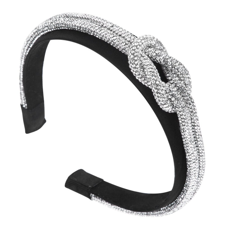 Spring And Summer Womens Headband With Color Rhinestone Knotted Catwalk Wide-brimmed Headband