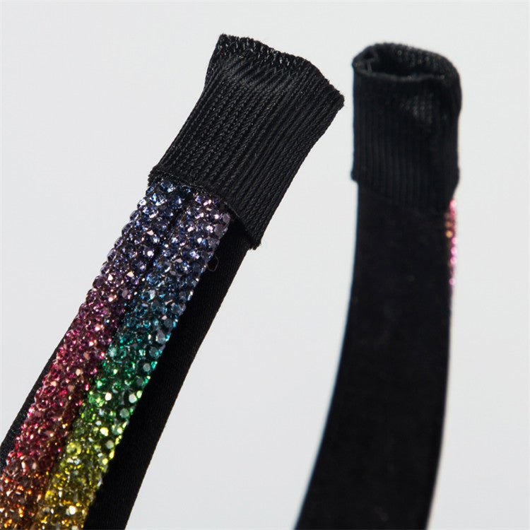 Spring And Summer Womens Headband With Color Rhinestone Knotted Catwalk Wide-brimmed Headband