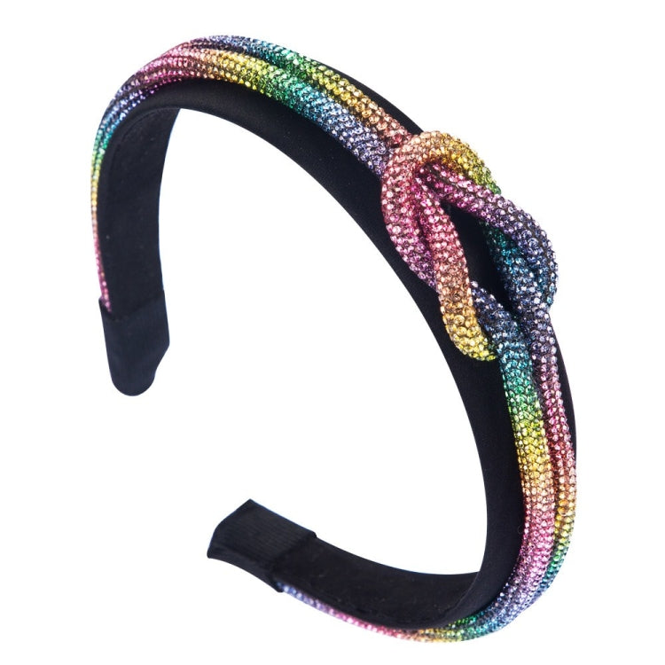 Spring And Summer Womens Headband With Color Rhinestone Knotted Catwalk Wide-brimmed Headband