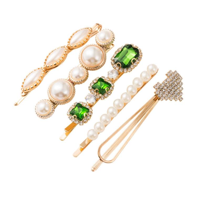 5 in 1 Hair Clip Sweet And Fresh Gemstone Geometric Ladies Hair Accessories Set