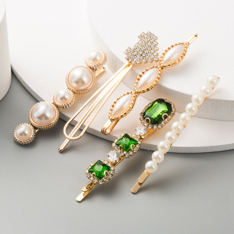 5 in 1 Hair Clip Sweet And Fresh Gemstone Geometric Ladies Hair Accessories Set