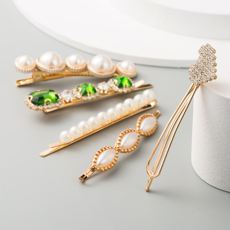 5 in 1 Hair Clip Sweet And Fresh Gemstone Geometric Ladies Hair Accessories Set