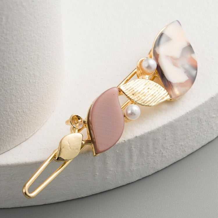 3 PCS Small Fresh Geometric Heart-shaped Acetate Metal Frog Buckle Pearl Hair Clip(Pink)