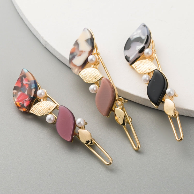 3 PCS Small Fresh Geometric Heart-shaped Acetate Metal Frog Buckle Pearl Hair Clip(Pink)