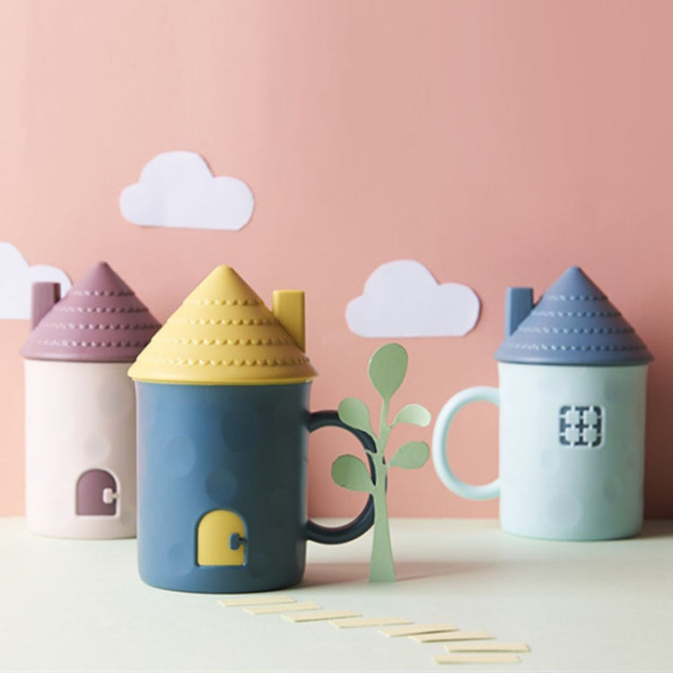 3 PCS Children Creative Small House Mouth Cup with Lid Dustproof Student Dormitory Drinking Cup Home Couple Cup