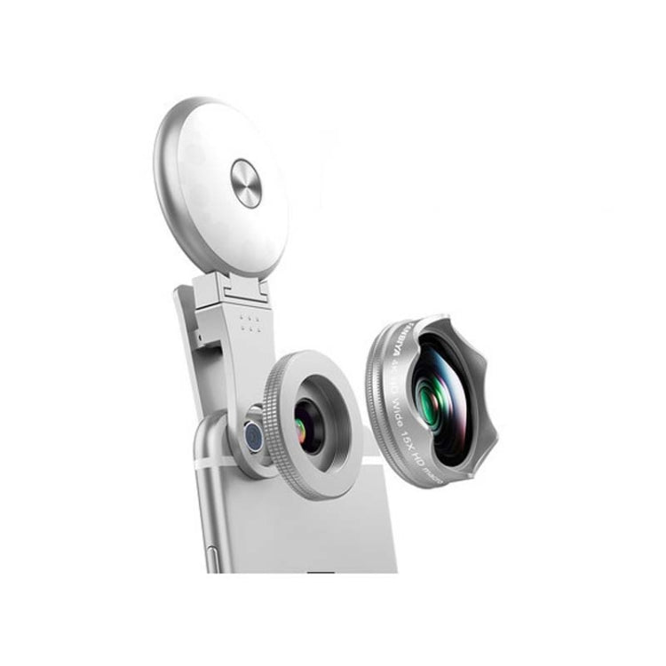 3 in 1 Wide Angle + Macro + Fill Light Mobile Phone SLR Camera Lens