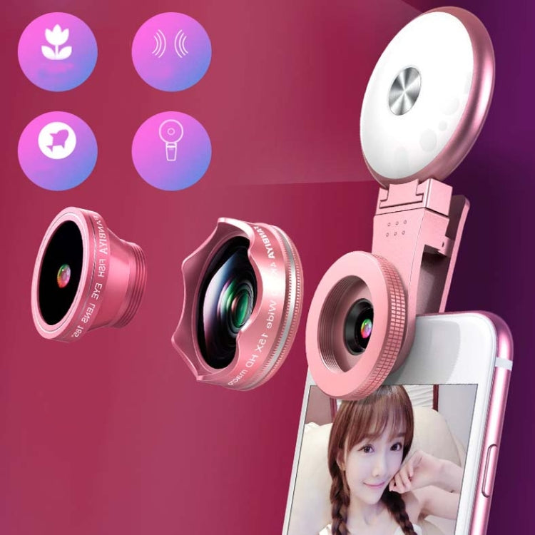 3 in 1 Wide Angle + Macro + Fill Light Mobile Phone SLR Camera Lens