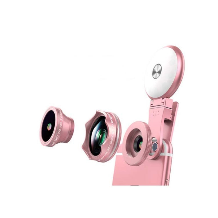4 in 1 Wide Angle + Macro + Fisheye + Fill Light Mobile Phone SLR Camera Lens
