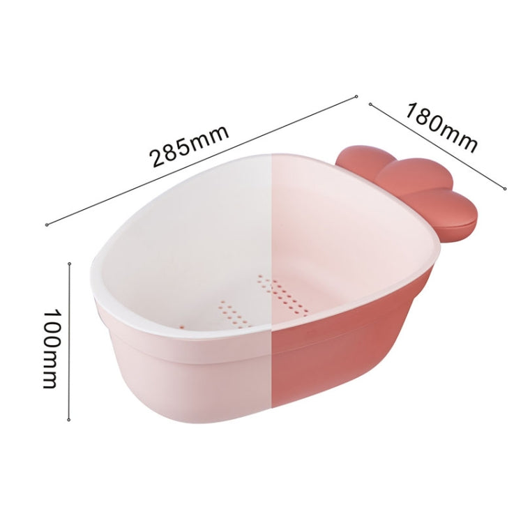 2 PCS Radish Shape Creative Household Kitchen Plastic Double-layer Fruit and Vegetable Drain Basket