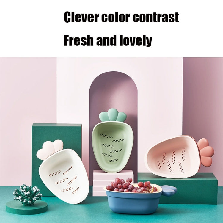 2 PCS Radish Shape Creative Household Kitchen Plastic Double-layer Fruit and Vegetable Drain Basket
